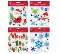 The Home Fusion Company Lot de 4 autocollants carrés en gel pour fenêtre Motif Noël