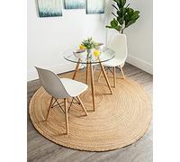 The Home Talk Tapis rond en jute de 1,8 m - Style bohème - Tapis doux et durable pour ferme, salon, chambre à coucher, salle à manger, cuisine