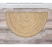 The Home Talk Tapis semi-circulaire tressé en jute naturelle, 45,7 x 76,2 cm, tapis rustique bohème artisanal fabriqué à la main, parfait comme paillasson, idéal pour la cuisine, le bureau, les