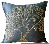 The HomeCentric Bleu Couverture D'Oreillers, Perle Arbre Oreillers Decoratifs Couvercle, 40x40 cm Jeter Les Taies d'oreiller, Soie Couverture D'Oreillers, Contemporain Taies - Paradise Tree