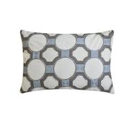 The HomeCentric Bleu Décoratif Housse de Coussin Lombaire 30 x 40 cm | Contemporain Lin Housse de Coussin Géométrique | Broderie Marocaine bouclée Taies d'oreiller pour canapé, Sofa et lit - Serina