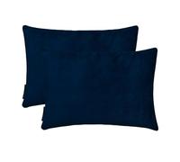 The HomeCentric Bleu Marine Luxe Housse de Coussin Lombaire 30 x 60 cm | Paquet de 2 Moderne Velours Housse de Coussin Solide | Plaine Taies d'oreiller pour canapé, Sofa et lit - Navy Velvet Dream
