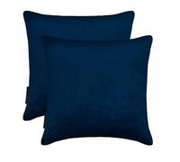 The HomeCentric Bleu Marine Luxe Housses de Coussin 65x65 cm | Paquet de 2 Moderne Velours Housse de Coussin | Couleur Unie Taies d'oreiller pour canapé, Chambre et Salon - Navy Blue Velvet