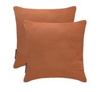 The HomeCentric Brun Clair Décoratif Housses de Coussin 40x40 cm | Paquet de 2 Moderne Velours Housse de Coussin | Couleur Unie Taies d'oreiller pour canapé, Chambre et Salon - Tan Velvet