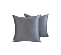 The HomeCentric Décoratif Argent Housses de Coussin Lot de 2, 55 x 55 cm Satin Coussin Solide, Housse de Coussin, Solide Coussin, Moderne Housses de Coussin - Silver Gray Slub Satin