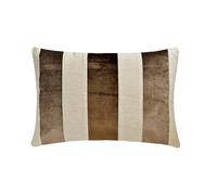 The HomeCentric Décoratif Brun Housse de Coussin Lombaire, 30 x 60 cm Velours & Lin Coussin, Housse de Coussin avec Patchwork, Rayé Coussin, Moderne Housse de Coussin Lombaire - Swathe Brown
