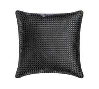 The HomeCentric Décoratif Noir Oreiller, 45 x 45 cm Faux Cuir Coussin Texturé, natté, Solide, métallique, Housse de Coussin avec, Solide Coussin, Moderne Oreiller - Tanner Black