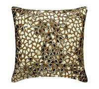 The HomeCentric Décoratif Or Coussin, 40 x 40 cm Soie Coussin, Housse de Coussin avec Paillettes et Perles, Abstrait Coussin, Moderne Coussin - Shimmering Gold