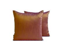 The HomeCentric Décoratif Or et Violet Housses de Coussin Lot de 2, 55x55 cm Soie Artistique Coussin Soie Unie et Bicolore, Housse de Coussin, Moderne Housses de Coussin - Gold & Purple Luxury