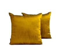 The HomeCentric Décoratif Or foncé Housses de Coussin Lot de 2, 35x35 cm Soie Coussin Solide, Housse de Coussin, Solide Coussin, Moderne Housses de Coussin - Dark Gold Luxury