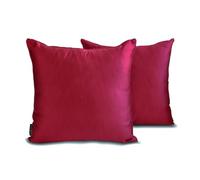 The HomeCentric Décoratif Rouge Housses de Coussin Lot de 2, 40 x 40 cm Satin Coussin Solide, Housse de Coussin, Solide Coussin, Moderne Housses de Coussin - Deep Red Slub Satin