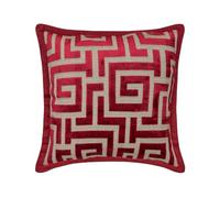 The HomeCentric Décoratif Rouge Oreiller, 30 x 30 cm Velours Coussin, Housse de Coussin avec Labyrinthe et Bordure, Géométrique Coussin, Moderne Oreiller - Network