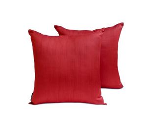 The HomeCentric Décoratif Rouge Sang Oreiller Lot de 2, 40 x 40 cm Art Soie Coussin Simple et Solide, Housse de Coussin avec Housse de Coussin Solide, Moderne Oreiller - Blood Red Luxury