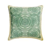 The HomeCentric Décoratif Vert Oreiller, 40 x 40 cm Lin Coussin Imprimé, Marocain & Dentelle, Housse de Coussin avec, Résumé Coussin, Contemporain Oreiller - Dilara