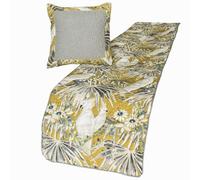 The HomeCentric Designer Gris King de 225 x 45 cm Coureur de Lit avec 2 Housses de Coussin Coton Chemin de lit Oiseau cacatoès et matelassé Contemporain - Cockatoo Love