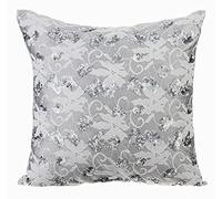 The HomeCentric Gris Housse de Coussin canape, 45x45 cm Housse de Coussins decoratifs, Soie Housse de Coussins decoratifs, Tissu Crochet Paillettes etincelantes Housse de Coussin - Diamond Girl