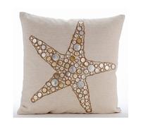 The HomeCentric Housses de Coussin decoratives 40 x 40 cm Beige, Coton Jetez Les couvertures de Coussin, couvertures Faites Main de Coussin - Starfish Coated Pearl