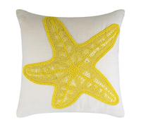 The HomeCentric Housses de Coussin decoratives 45 x 45 cm Jaune, Coton Jetez Les couvertures de Coussin, couvertures Faites Main de Coussin - Yellow Starfish