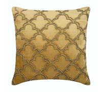 The HomeCentric Or Housses De Coussin, Or Perle Lattice Trellis Motif Turc Couverture D'Oreillers, 35x35 cm Taie d'oreiller, Velours Jettent des Oreillers Couvrent, Art Deco Oreillers - Gold Jewel