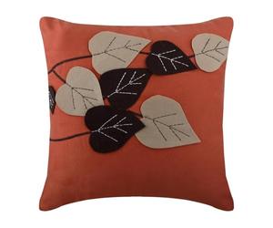 The HomeCentric Rouille Oreillers Decoratifs Couvercle, Feuille Felt Applique Thème Tropical Couverture D'Oreillers, 40x40 cm Couverture D'Oreillers, Faux Suede Oreillers Couvre pour - Spring Leaves