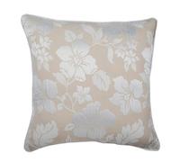 The HomeCentric Taie d'oreiller Decorative Beige Jacquard Floral Soie Ivoire & Beige Lot de 2, 65x65 cm Soie Beige, Housse de Coussin à la Main Jacquard Soie - Floral Lady