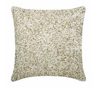 The HomeCentric Taie d'oreiller Decorative Ivoire Paillettes d'or et d'argent brodees 40 x 40 cm Soie Ivoire, Housse de Coussin à la Main Soie - Arzoo