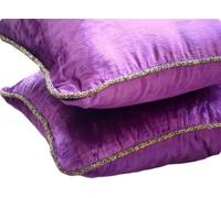 The HomeCentric Violet housse coussin, Couleur unie Cordon de perles housse de coussin, lot de 2, 40x40 cm housse de coussins, Velours housse de coussin de canape, Contemporain coussin- Purple Shimmer
