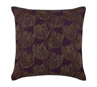 The HomeCentric Violet Housses De Coussin, Perle Or Tulipes Fleur Couverture D'Oreillers, 40x40 cm Couverture D'Oreillers, Carre Soie Taies d'oreiller, Floral Contemporain - Gold Tulips
