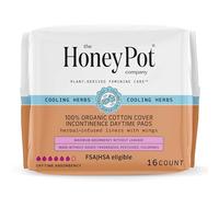 The Honey Pot Company, Lot de 16 serviettes d'incontinence en coton infusé aux herbes avec ailettes