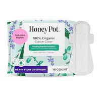 The Honey Pot Company - Pads à écoulement lourd de nuit à base de plantes w/ailes - tampons biologiques pour femmes - Infusé avec des huiles essentielles pour l'effet de refroidissement, couverture de