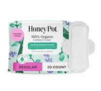 The Honey Pot Company - Serviettes hygiéniques à base de plantes pour femmes - Débit régulier avec ailes - Infusées avec huiles essentielles pour un effet rafraîchissant et housse en coton bio - Soin