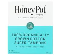 The Honey Pot Lot de 18 super tampons 100 % bio en coton bio non parfumé avec applicateur en bioplastique