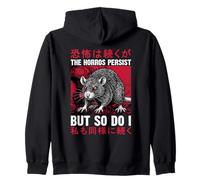 The Horrors Persist But So Do I Funny Angry Rat Art Japonais Sweat à Capuche