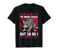 The Horrors Persist But So Do I Funny Angry Rat Art Japonais T-Shirt