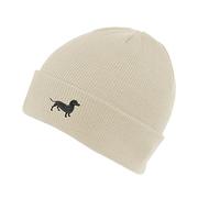 The House Of Dog: Bonnet de ski unisexe avec motif brodé Motif teckel Noir