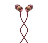 The House of Marley Smile Jamaica Écouteurs Intra-auriculaires, Bouton de Contrôle du Microphone, Driver 9,2mm Anti-Bruit, 2 Tailles d’Embouts Inclus pour le Confort, Câble Anti-nœuds, Rouge