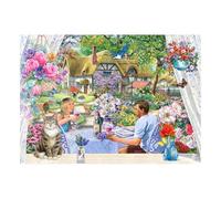 The House of Puzzles - Puzzle « Profiter du jardin » - Grands puzzles de 500 pièces pour adultes, pièces extra larges, illustré par un artiste, paysage pittoresque, cadeaux de puzzle de luxe