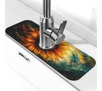 The huge Sunflower of the Milky Way Tapis de robinet anti-éclaboussures pour évier de cuisine, poignée de robinet, bac récupérateur d'égouttement pour salle de bain (38,1 x 14 cm)