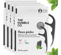 The Humble Co. Choix de Fil à Base de Plantes | Charbon | Respectueux de la Nature, Vegan, Approuvé par les Dentistes - Élimine la plaque et donne une sensation de fraîcheur (4 x 50p)