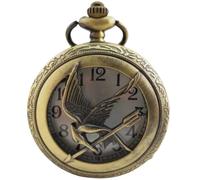 The Hunger Games Noir Half Hunter mécanique à remontage manuel montre de poche porte-clés avec chaîne cadeau