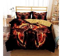 The Hunger Games Parure de lit en microfibre 3 pièces avec housse de couette et taie d'oreiller Impression numérique 3D (A3, 200 x 200 cm + 80 x 80 cm)
