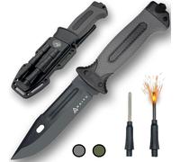 The Hunter V-5"" Fixed Blade Survival Knife-3cr13 Stainless Steel-Built-In Fire Starter & Sharpener-Hard Case-Camping Accessories-Bushcraft Knife