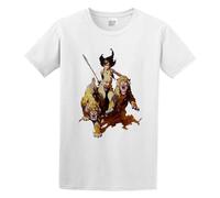 The Huntress by Frank Frazetta Art Graphic Fashion Men's T-Shirt Short Sleeve White L