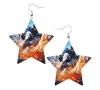 The Ice Hockey Game was Intense Prints Leather Star Earrings Pendentifs élégants et légers pour femmes et filles, taille unique, cuir, pas de pierre précieuse