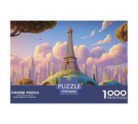 The Iconic Eiffel Tower 1000 Pièces Carton Premium Coffret De Puzzles Surreal Sky City Tower Stimulant Et Éducatif Jeu Familial Puzzles pour Adultes Et Enfants 38x26cm/1000pcs