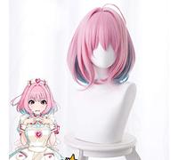 THE IDOLM CINDERELLA GIRLS Yumemi Riamu Cosplay Wig for Women Short Straight Synthetic Anime Game Cos Wig Pink Gradient Green Yumemi Riamu