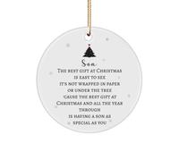 The Improper Mug Décoration de Noël pour fils de la part de maman ou papa Idée de Noël pour garçon 7,6 cm Rond en céramique Décoration de sapin de Noël