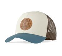 The Indian Face Casquette Trucker pour Homme et Femme avec Fermeture réglable - Casquette de Surf en Maille avec visière incurvée (modèle Born to BE Free), Beige/Bleu, Taille Unique