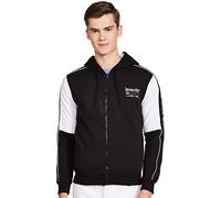 The Indian Garage Co Sweat à capuche ouvert sur le devant pour homme, coupe classique, couleurs contrastées, noir/blanc, XL