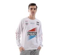 The Indian Garage Co Sweat-shirt à col rond pour homme, coupe régulière, Blanc., S